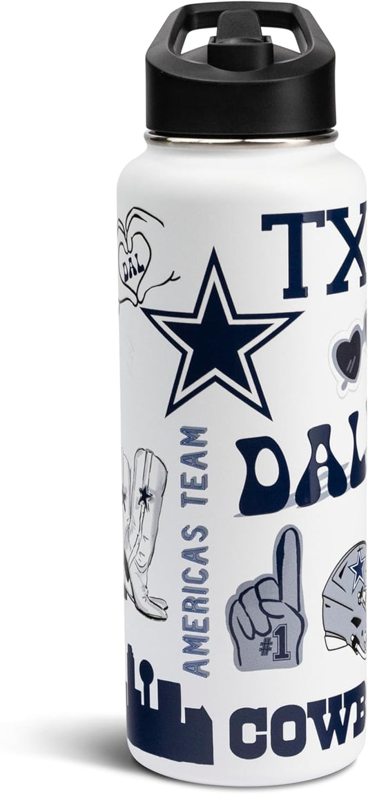 The Memory Company Officially Licensed NFL 34oz Water Bottle - Premium Stainless Steel Double-Wall Insulated, Leakproof Design