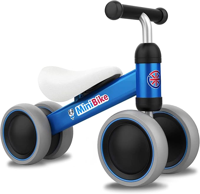 Baby Balance Bikes for 1 Year Old Boys Girls, Toddler Bike 10-24 Months Baby Riding Toys with 4 Wheels, No Pedal Anti-Drop Baby Walker Bicycle, Baby's First Bike First Birthday Gift Christmas