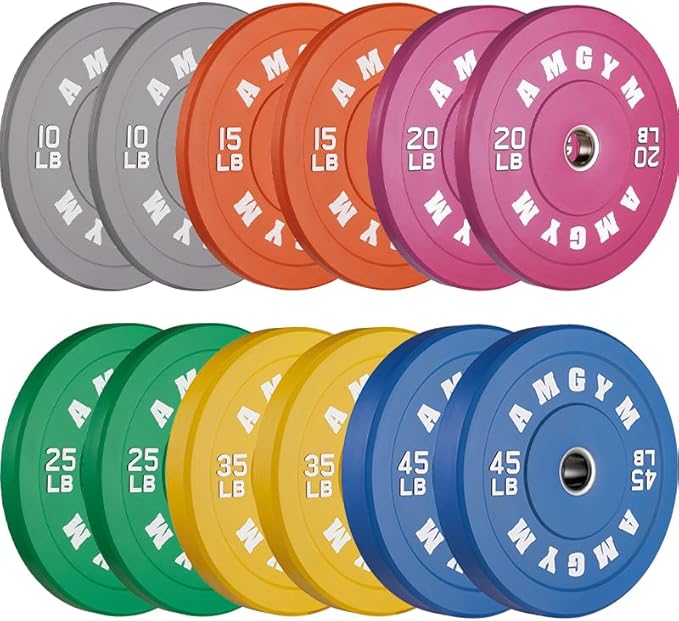2 Inch Bumper Plates，10-500lbs，Barbell Rubber Olympic Weight Plates Set for Home Gym, Strength Training & Weight Lifting, Multiple Options Colors