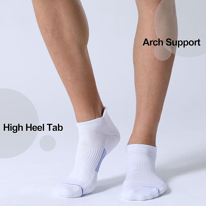 FITRELL Men's 6 Pack Ankle Running Socks Low Cut Cushioned Athletic Sports Socks 7-9/9-12/12-15
