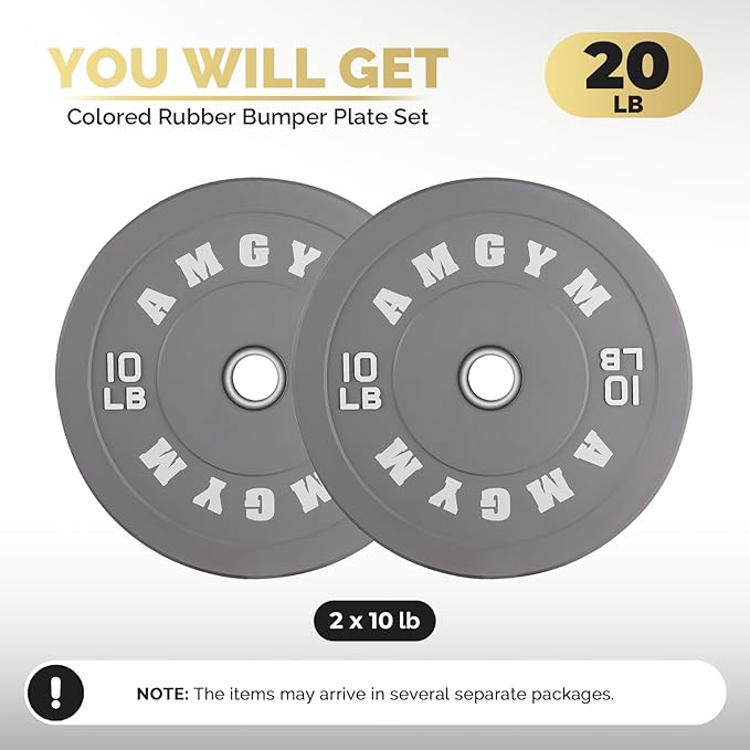 2 Inch Bumper Plates，10-500lbs，Barbell Rubber Olympic Weight Plates Set for Home Gym, Strength Training & Weight Lifting, Multiple Options Colors