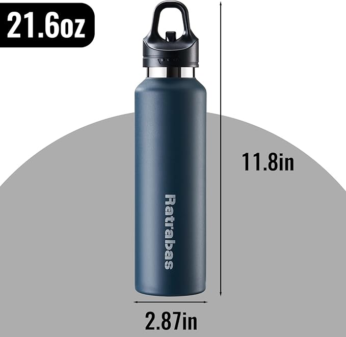 Insulated Water Bottle 21 OZ, Insulated Tumbler with One-Touch Open, Travel Water Bottle with Leak-Proof Design, Sports Water Bottle for Women & Men (Blue)