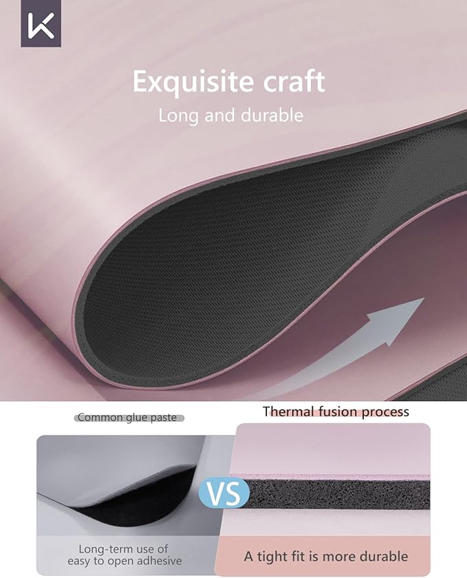KEEP Rubber Yoga Mat - Professional Sweat Absorbent PU & Natural Rubber. Non Slip Workout Mats for Women & Men, 5mm Thick, 74"x26" Extra Long Wide Pad for Hot Yoga, Pilates, HIIT, Home Gym - Strap Included