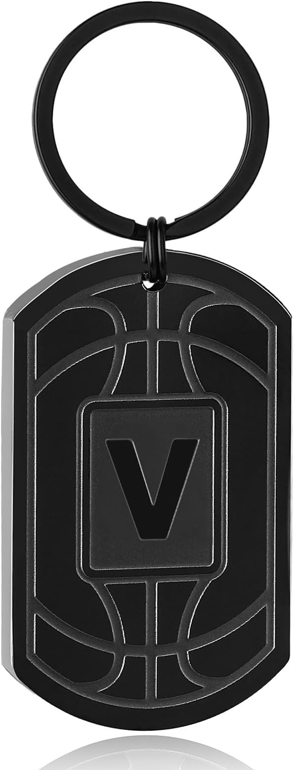 Stocking Stuffers Christmas Gift- Initial Keychain Gifts for Men,Mens Gifts Basketball Keychains for Men Dad