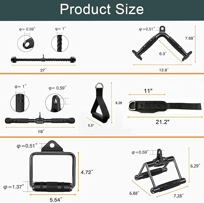 Solid Cable Machine Attachment, Cable Attachments for Gym, Gym Cable Attachments, Cable Machine Attachments Set