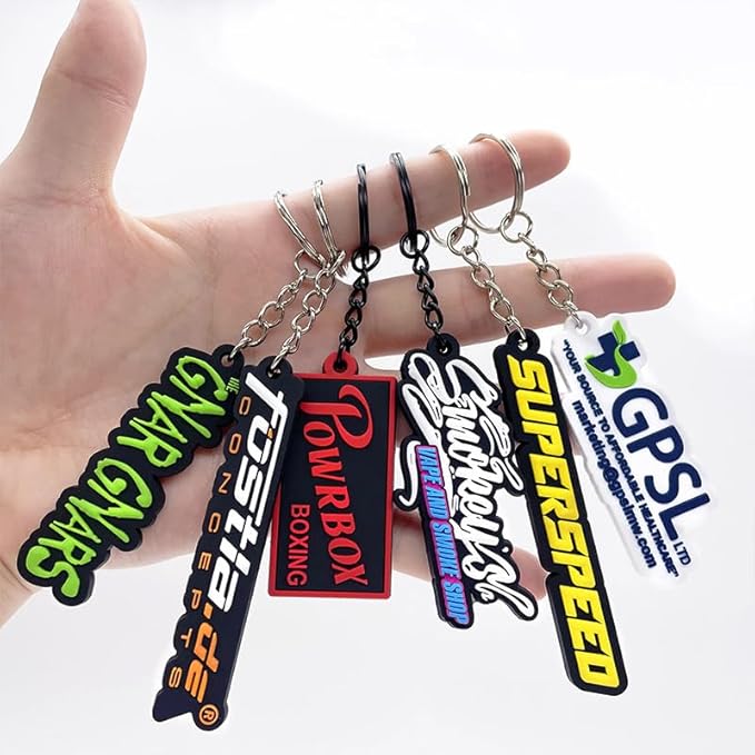 50 Pack Custom Keychains in Bulk with Company Logo or Text 3D PVC Rubber Key Tag Ring Promotional Items for Event