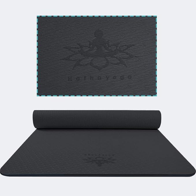 Hatha Yoga Extra Thick TPE Yoga Mat - 72"x 32" Thickness 1/2 Inch -Eco Friendly SGS Certified - With High Density Anti-Tear Exercise Bolster For Home Gym Travel & Floor Outside