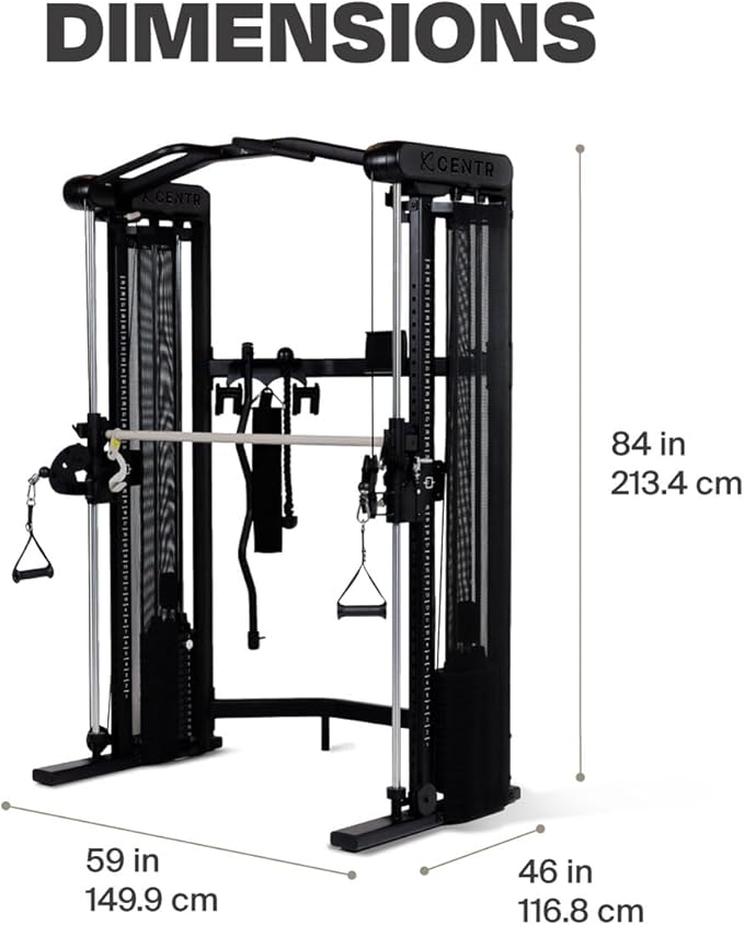 Centr Home Gym Functional Trainer - Multifunctional Cable Machine Home Gym System - Workout Weight Machine for Strength Training - Full Body Compact Exercise & Fitness Equipment Set