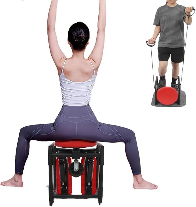 3-in-1 Twist Stepper with Resistance Bands & Mat - Stepper for Home Cardio, Multi-Function Stepper with Seat, Waist Workout at Home, Office, Red