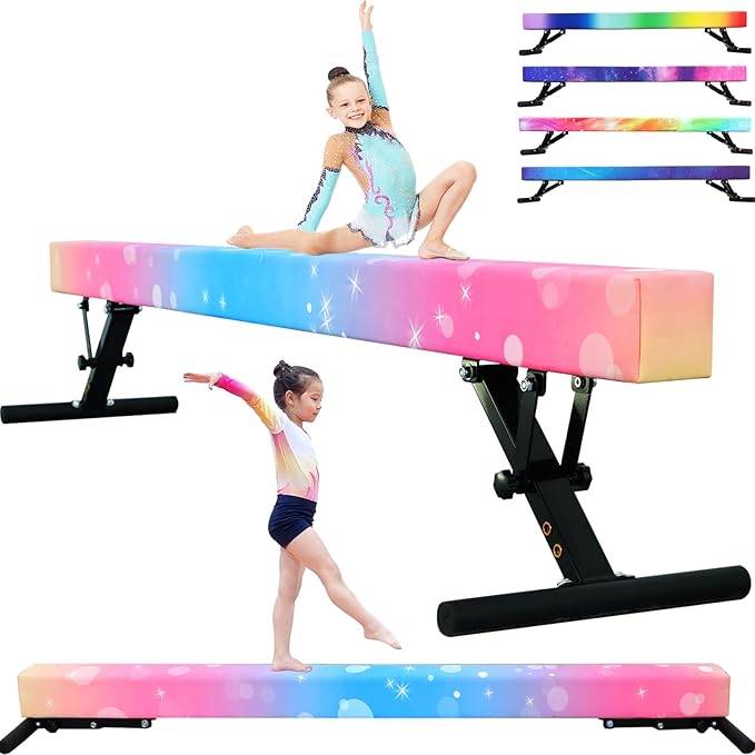 Adjustable Balance Beam for Kids, 8FT Gymnastics Beam with Anti-Slip Legs, High and Low Floor Beam for All Gymnastics Levels, Professional Gymnastic Equipment for Home, Gym Center