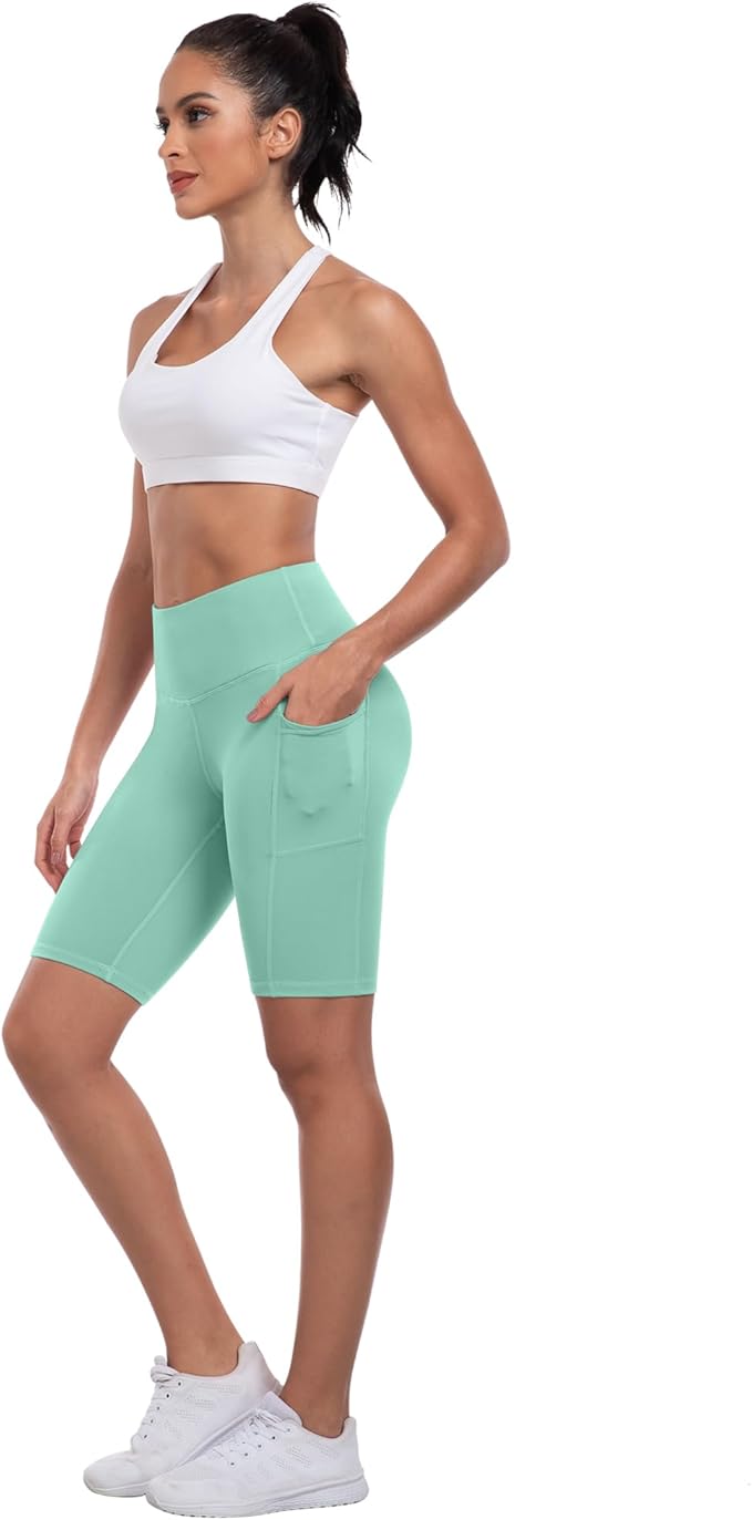 ATHVOTAR Biker Shorts Women with Pockets - 3"/5"/8" High Waisted Workout Spandex Tummy Control Gym Running Yoga Shorts