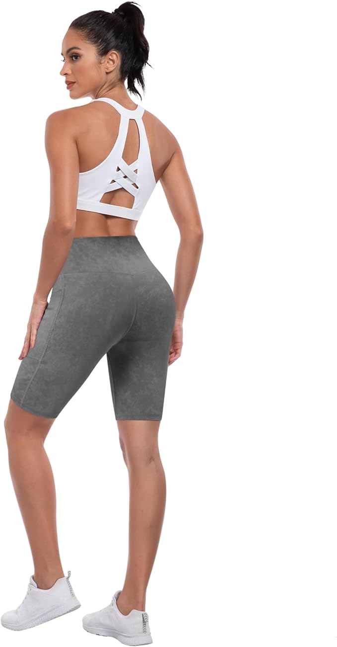 ATHVOTAR Biker Shorts Women with Pockets - 3"/5"/8" High Waisted Workout Spandex Tummy Control Gym Running Yoga Shorts