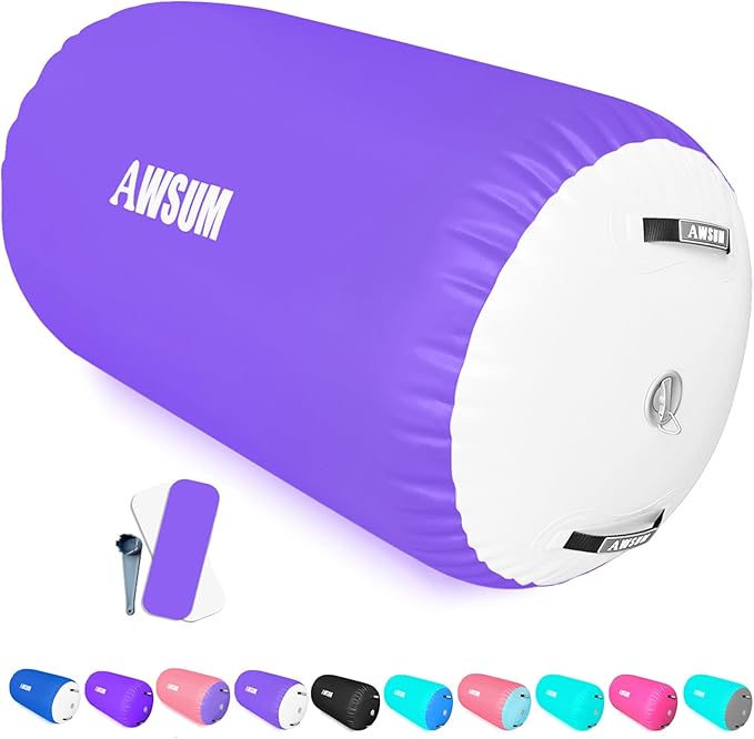 AWSUM Air Roller Gymnastics Barrel Inflatable Tumbling Mat Back Handspring Trainer for Octagon Mat Gym Home Gymnastics Equipment 1PCS，No Electric Pump