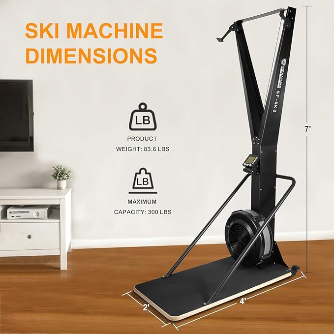 Fitvids Ski Machine, Wind Resistance Skiing Exercise Equipment with LCD Display, Home Gym Indoor Cardio Training