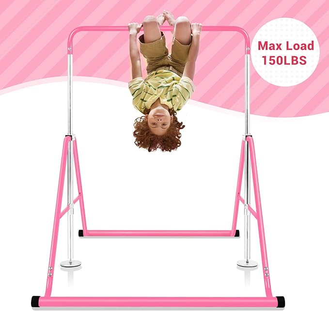 BangTong&Li Gymnastics Bar for Kids Height Adjustable Horizontal Bar Folding Gymnastics Junior Training Bar for Home Gymnastics Equipment