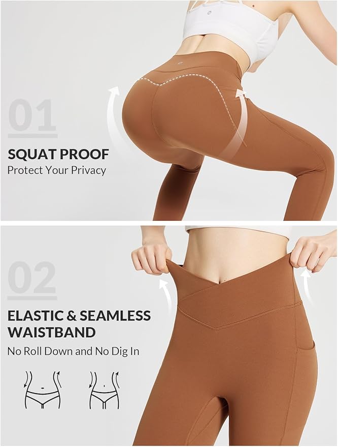 BALEAF Women's Leggings with Pockets Black Tummy Control Workout High Waisted Athletic 7/8 Ultra Soft Gym Yoga Ankle Pants
