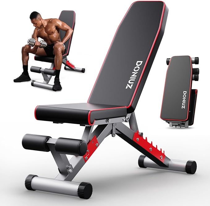 Weight Bench, Adjustable Workout Bench Press Set for Home Gym Strength Training, Easy Assembly Foldable Training Lifting Bench for Small Space Apartment Room, Max Load 750