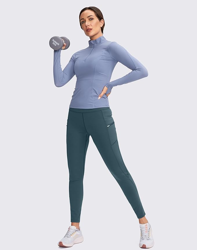 G Gradual Women's Fleece Lined Winter Leggings with Pockets Water Resistant High Waisted Thermal Warm Pants Running Hiking