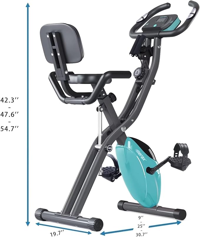 Merax Exercise Bike,Workout Bikes for Home,Folding Stationary Bikes for Home with 16-Level Magnetic Resistance, 300LBS Capacity X-Bike Indoor Exercise Equipment with Heart Rate Sensor & LCD Monitor