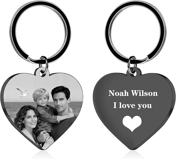 Hiyong Personalized Keychain Custom Photo Keyring Customized Gifts for Men Custom Keychain with Your Photo Logo or Text