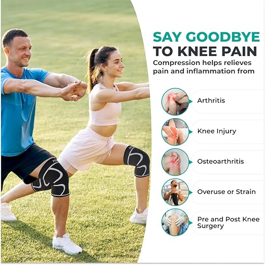 Modvel 2 Pack Knee Brace for Women & Men - Workout Knees Compression Sleeve for Knee Pain Relief Joint Support for ACL, Arthritis, Meniscus Tear Knees Brace for Sports, Rodilleras para Gym Fitness