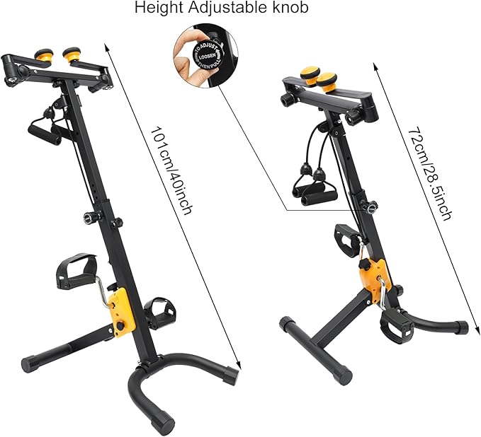 Pedal Exerciser Bike Foldable Pedal Exerciser Bike Hand Arm Leg and Knee Exercise Peddler for Seniors Adjustable Height Pedal Exercise Bike for Total Body Home Exercise Equipment