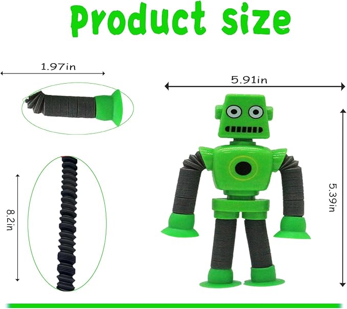 6PCS Telescopic Suction Cup Robot Toy,pop Tubes,Toys for Kids,Toddler Travel Toys,Toddler Sensory Toys,figette Toys,Fidget Toys for Kids,Treasure Box prizes,Small Toys for Kids prizes