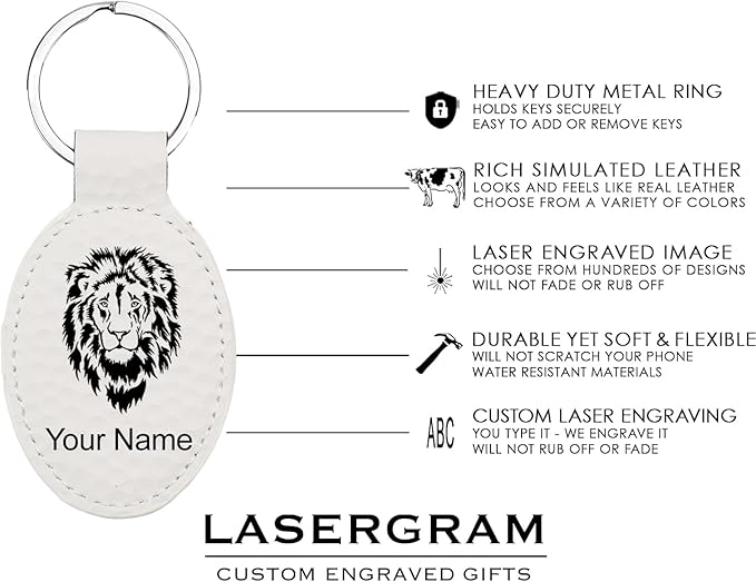 LaserGram Oval Keychain, Soccer Ball, Personalized Engraving Included