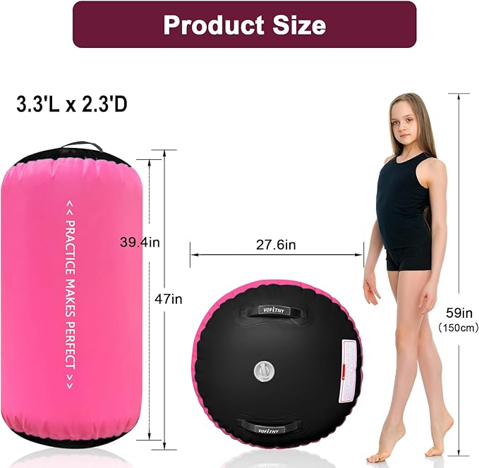 VOFiTNY Gymnastics Tumbling Equipment Air Barrel Inflatable Octagon Tumbler Roller Back-bend Trainer Cheerleading Without Pump