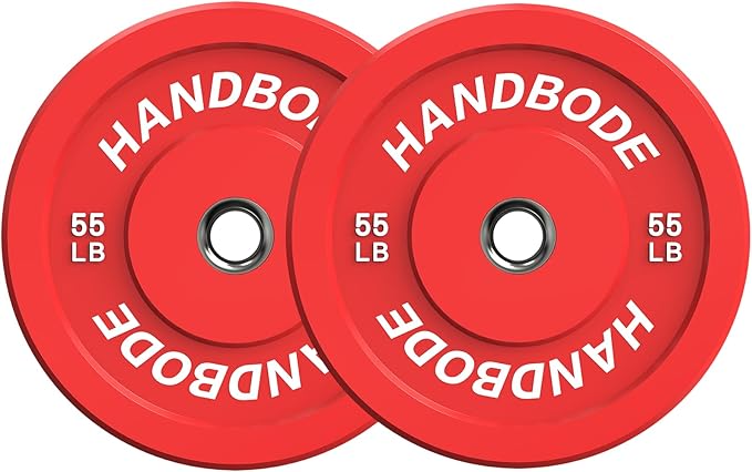 2-Inch Weight Plates High Bounce, Olympic Bumper Plate Set 45/100/160/190/260/300lb, Colored Weight Plates Set for Home Gym, Barbell Weights Rubber Strength Training Plate for Weight Lifting