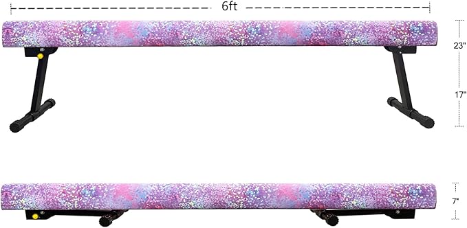 6FT Adjustable&Foldable Gymnastics Balance Beam,Home Gym Equipment,Easy Assembling and Storage,No Tool Require,for Kids Children Girls Training Ages 3-12
