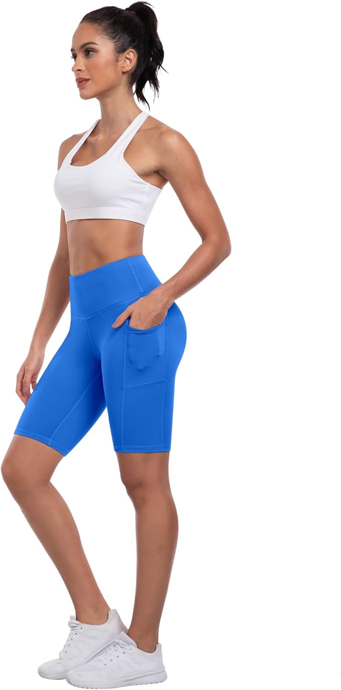 ATHVOTAR Biker Shorts Women with Pockets - 3"/5"/8" High Waisted Workout Spandex Tummy Control Gym Running Yoga Shorts