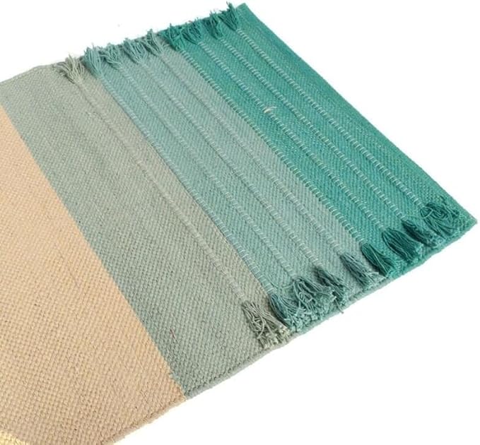 Indian Handmade100 % Organic Anti Skid Multi Colour Cotton Yoga Mat - Eco-Friendly Hand-Woven Rug - Non-Slip & Thick (24”x72”x5mm) for Hot yoga & Everyday Fitness at Home - Comfortable & Foldable Extra-Long Mat