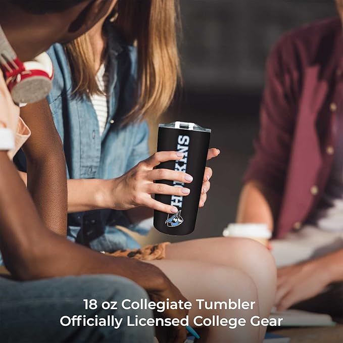 Campus Colors NCAA Stainless Steel Tumbler perfect for Gameday - 18 oz - Double Walled - Keeps Drinks Perfectly Insulated (Johns Hopkins Blue Jays - Black)