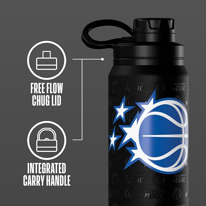 Hydrapeak x NBA Officially Licensed Orlando Magic 26 oz Active Water Bottle with Chug Lid and Handle Reusable Stainless Steel Double Wall Insulated Sports Gift