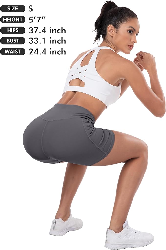 ATHVOTAR Biker Shorts Women with Pockets - 3"/5"/8" High Waisted Workout Spandex Tummy Control Gym Running Yoga Shorts