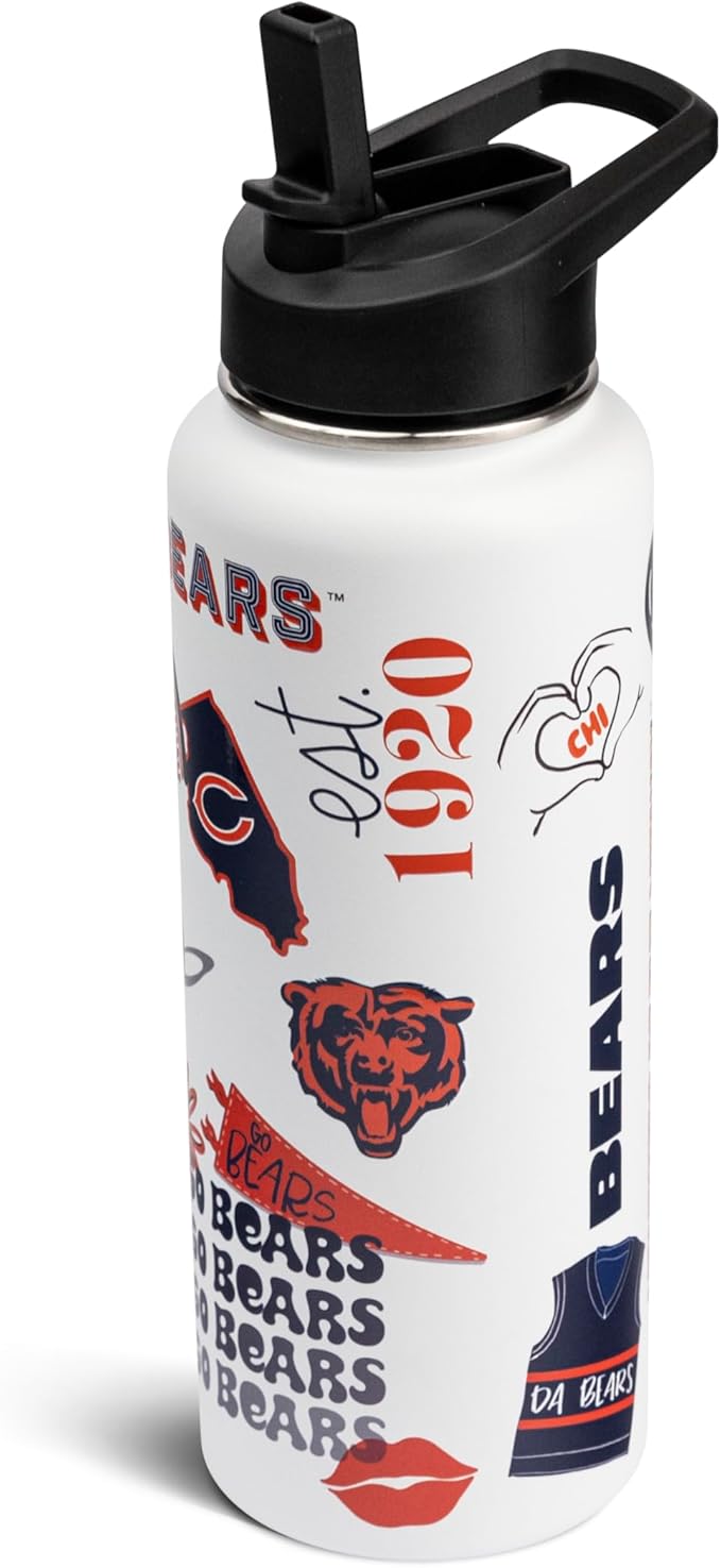 The Memory Company Officially Licensed NFL 34oz Water Bottle - Premium Stainless Steel Double-Wall Insulated, Leakproof Design