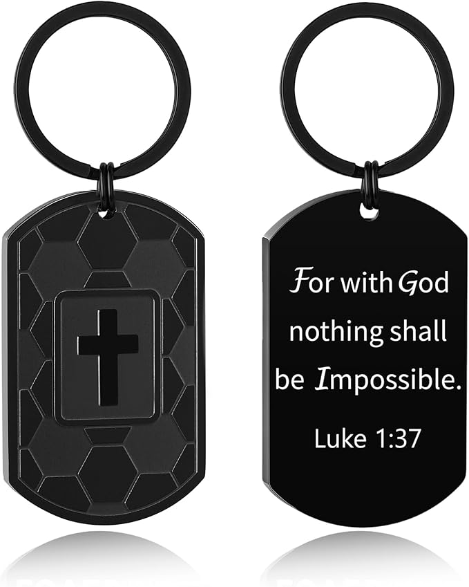 Stocking Stuffers- Football/Baseball/Soccer/Basketball Keychain for Men Baptism Confirmation Mens Gifts