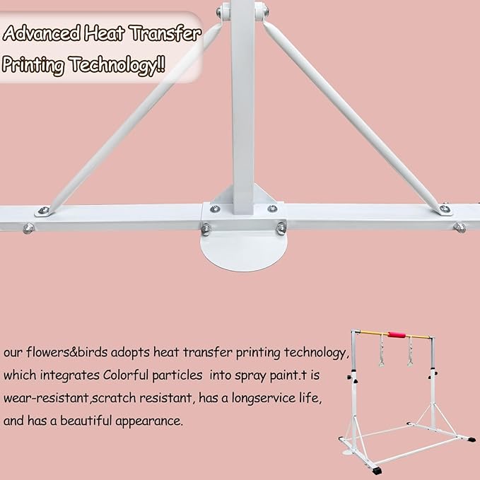 GLANT Gymnastic Kip Bar,Horizontal Bar for Kids Girls Junior,3' to 5' Adjustable Height,Home Gym Equipment,Ideal for Indoor and Home Training,1-4 Levels,300lbs Weight Capacity