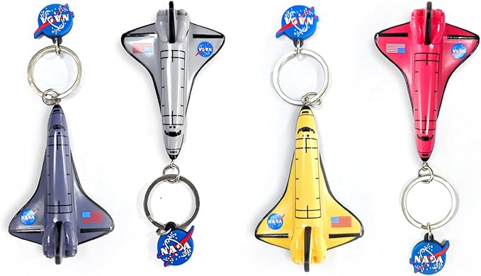 Cute Keychains for Backpacks, NASA Space Shuttle Keychain, Astronaut Airplane Key Chain, Colorful PVC Key Ring