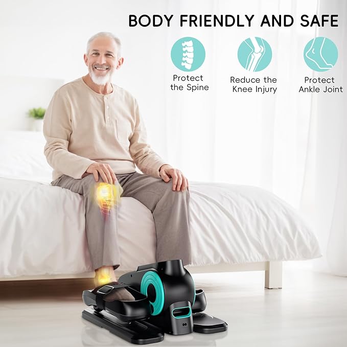Under Desk Elliptical Machine,Electric Elliptical Leg Exerciser for Seniors with 12 Adjustable, Portable Quiet Elliptical Exercise Machine, Seated Pedal Exerciser with Resistance Band Quiet & Portable