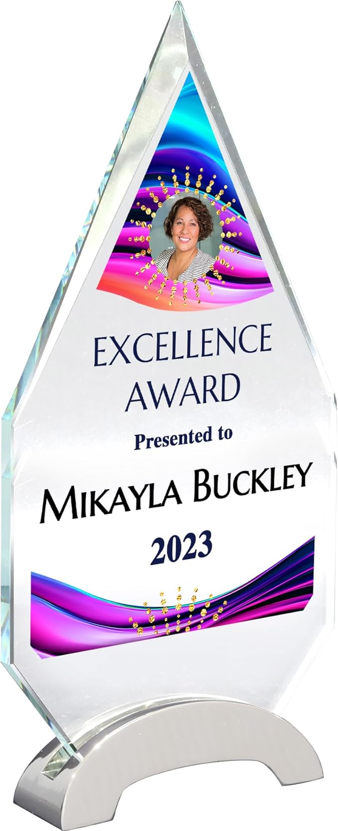 9 1/4" Personalized Glass Plaque for Awards and Trophies, Custom Award for Employee of the Month, Retirement, Leadership and Appreciation Gift P (Design 6)