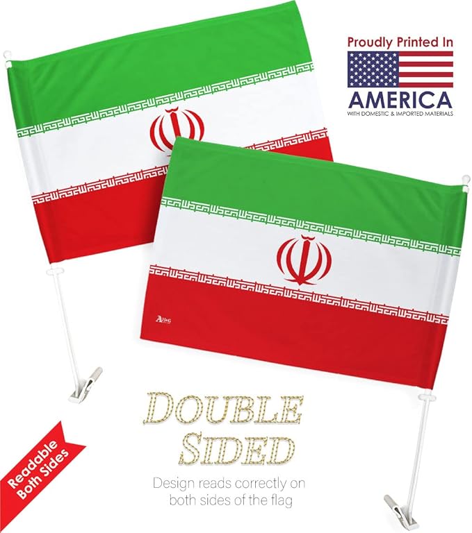 World Cup 2022 Iranian Car Flag Bandera para Carros De Iran Auto Decorations Small Banner for Window Clip Pole Accessories FIFA Sports Fans Outdoor Flags Trophy Game Football Soccer Gifts Made in USA