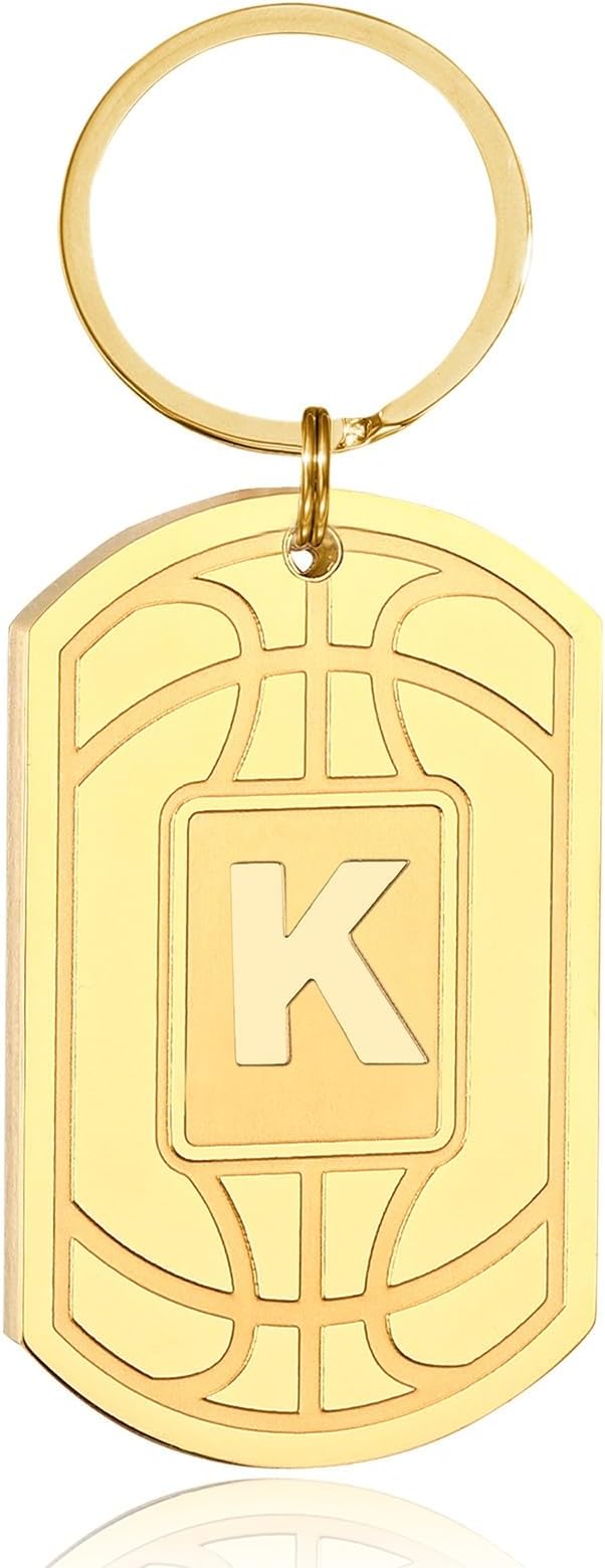 Stocking Stuffers Christmas Gift- Initial Keychain Gifts for Men,Mens Gifts Basketball Keychains for Men Dad