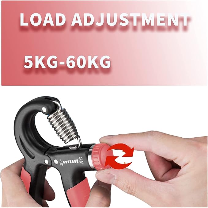 Hand Grip Strengthener 11–132 lbs / 5–60 kg – Adjustable Grip Trainer & Forearm Exerciser with Heavy-Duty Steel Spring, Non-Slip Handles for Hand, Wrist & Finger Workout, Ideal for Strength Training & Rehabilitation