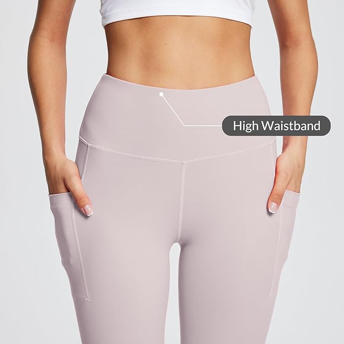 BALEAF Women's Leggings with Pockets Black Tummy Control Workout High Waisted Athletic 7/8 Ultra Soft Gym Yoga Ankle Pants