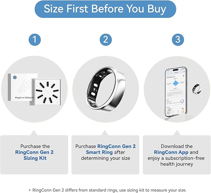 RingConn Sizing Kit - Size First Before You Buy - Choose from 9 Sizes - Sizes 6 to 14 - Find The Perfect Ring Size Smart Ring Size - Only Compatible Smart Ring