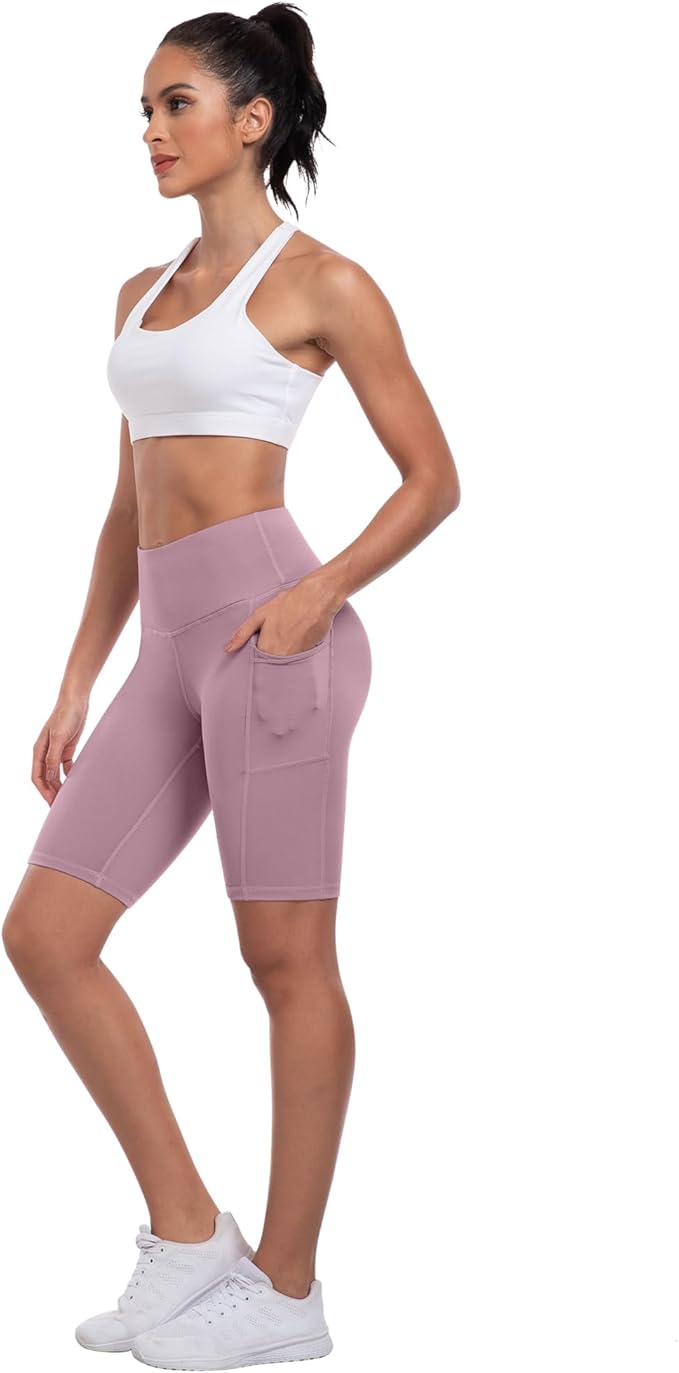 ATHVOTAR Biker Shorts Women with Pockets - 3"/5"/8" High Waisted Workout Spandex Tummy Control Gym Running Yoga Shorts