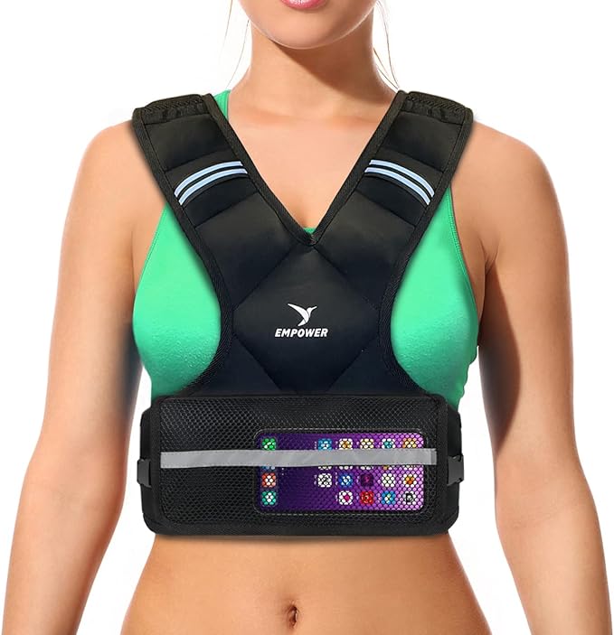 Empower Weighted Walking Vest for Women with Reflective Strips – Fixed 8lbs, Adjustable 4-10lbs (4 in1) or Adjustable10-16lbs (4 in 1), Strengthen Muscles, Boost Bone Health, and Burn More Calories for Workout