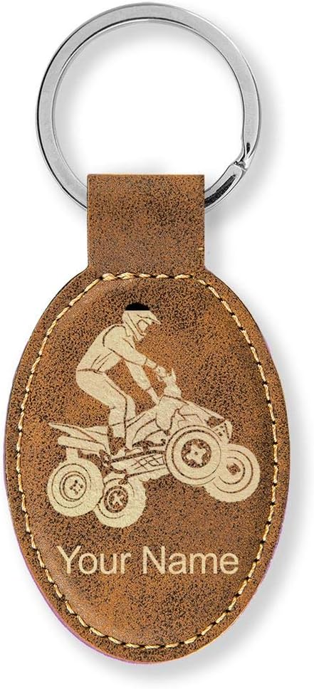 LaserGram Oval Keychain, Quad, Personalized Engraving Included (Rustic with Gold)